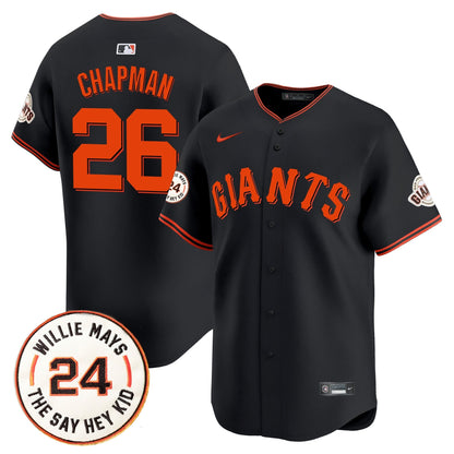 Men's San Francisco Giants 2025 Willie Mays Patch Vapor Premier Limited Jersey - All Stitched