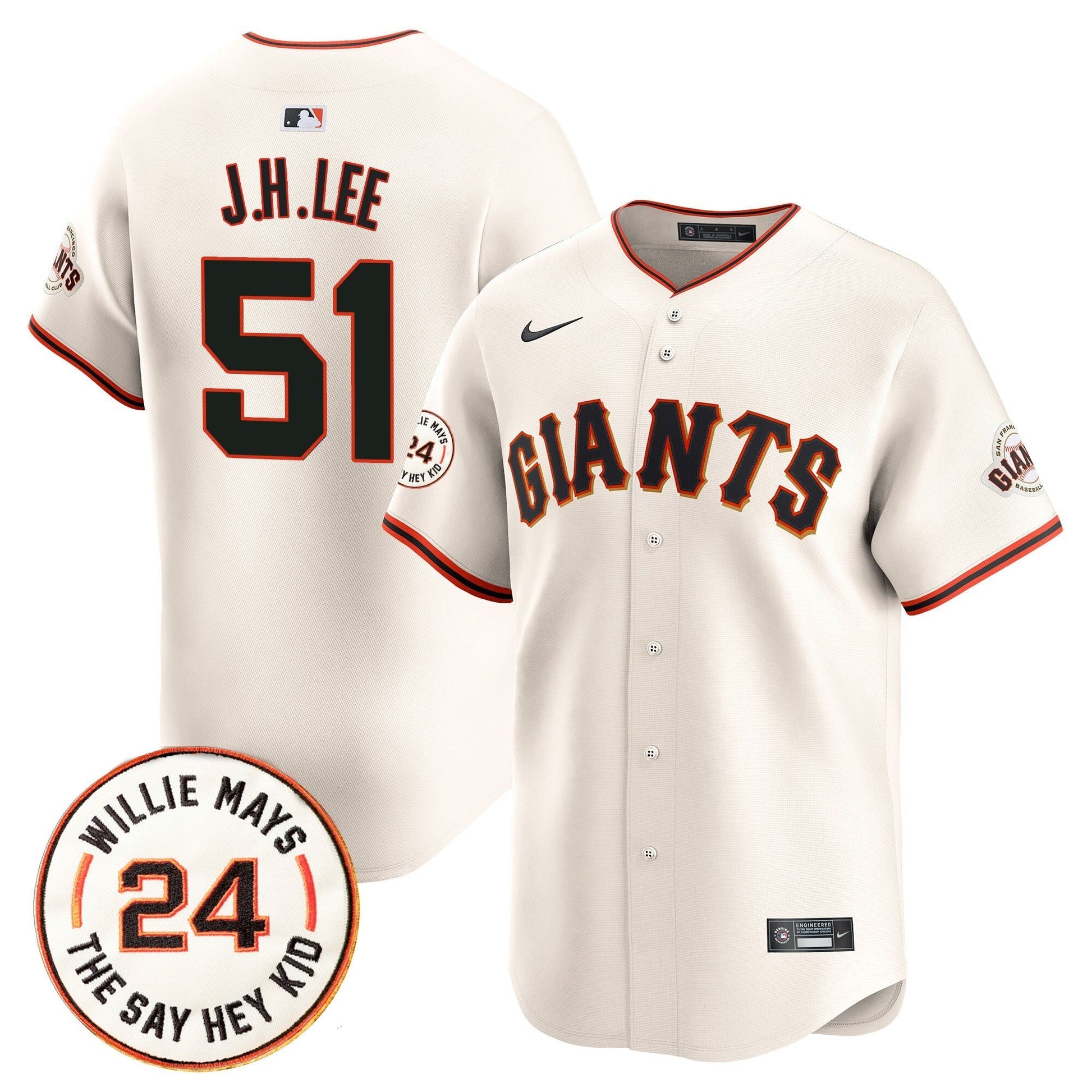 Men's San Francisco Giants 2025 Willie Mays Patch Vapor Premier Limited Jersey - All Stitched