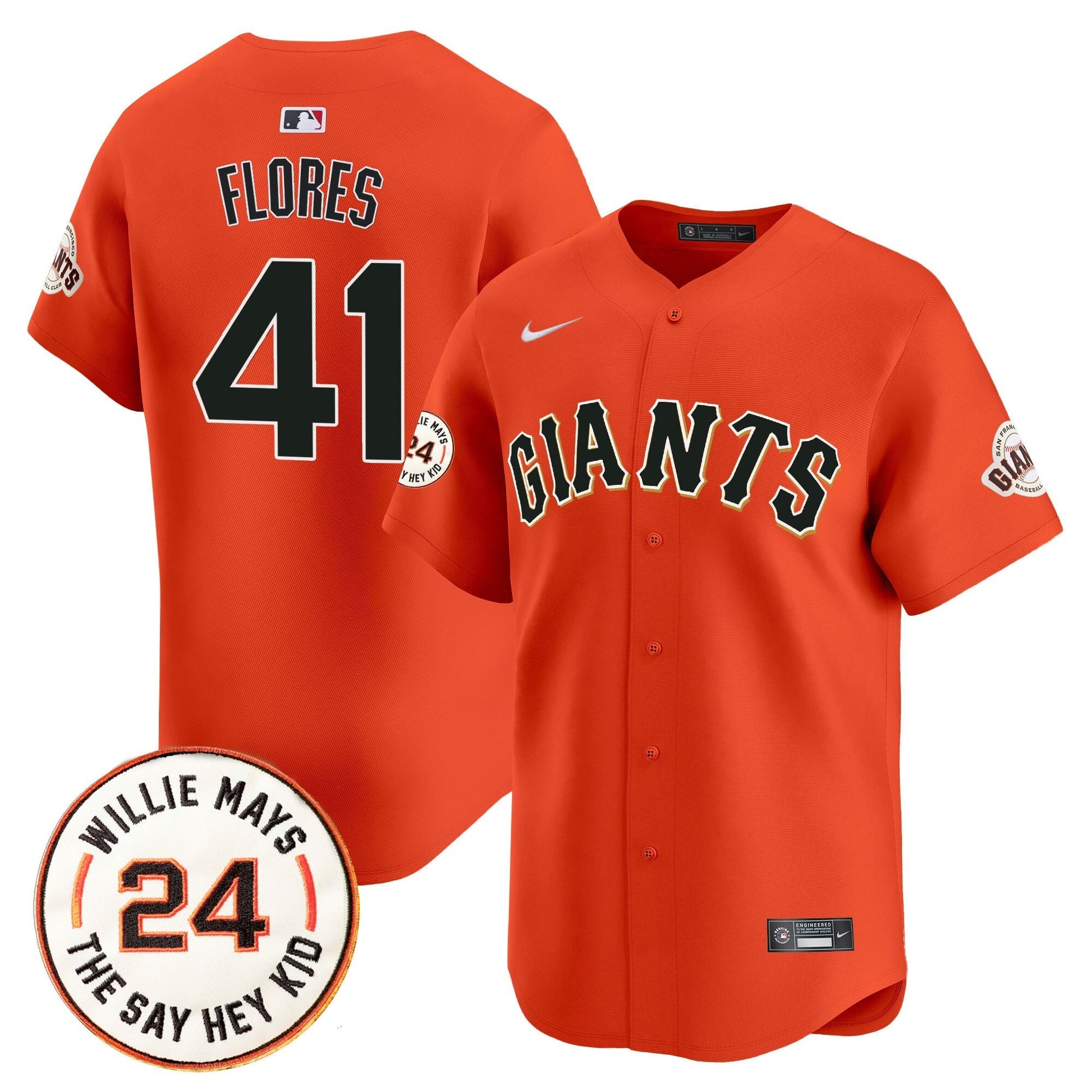 Men's San Francisco Giants 2025 Willie Mays Patch Vapor Premier Limited Jersey - All Stitched