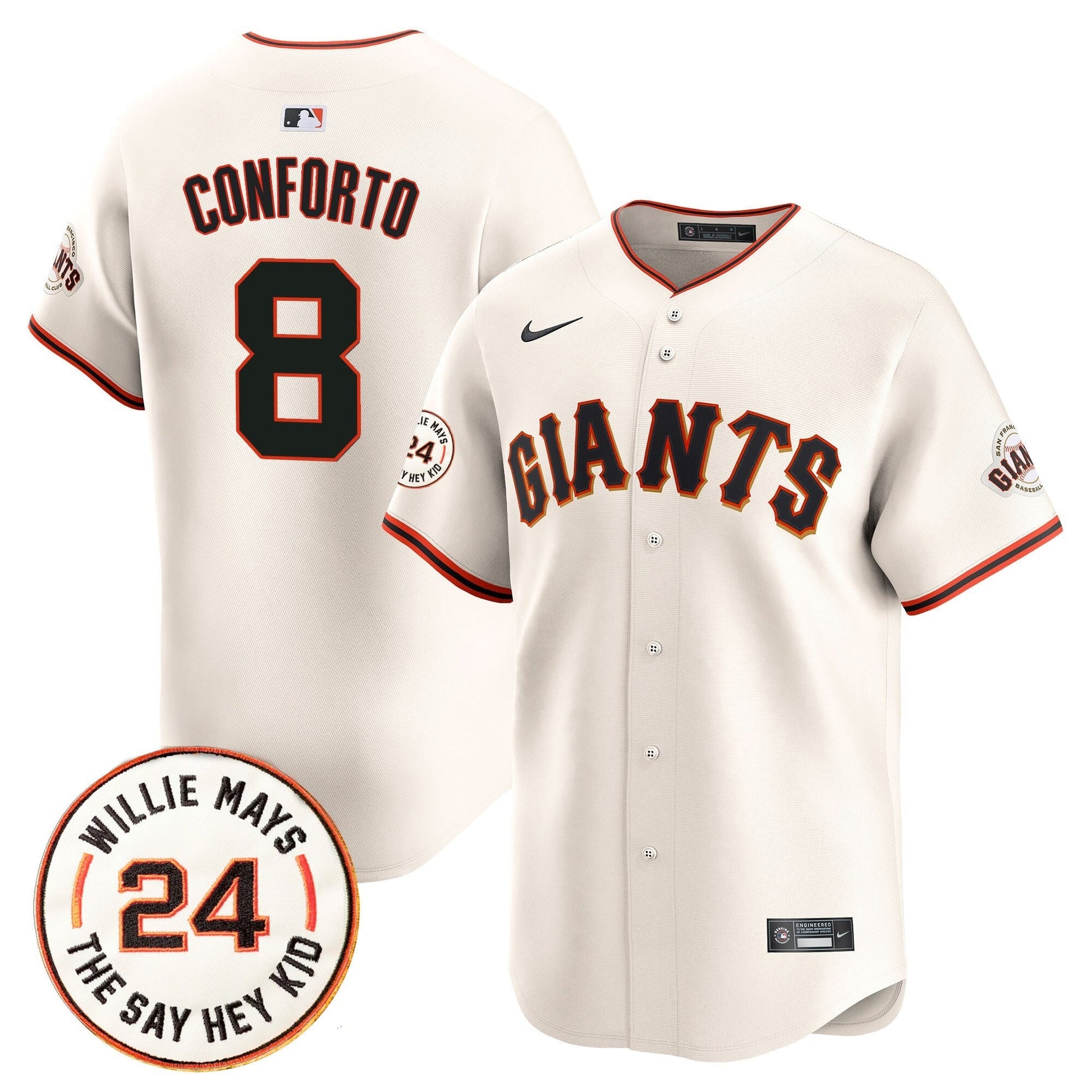 Men's San Francisco Giants 2025 Willie Mays Patch Vapor Premier Limited Jersey - All Stitched