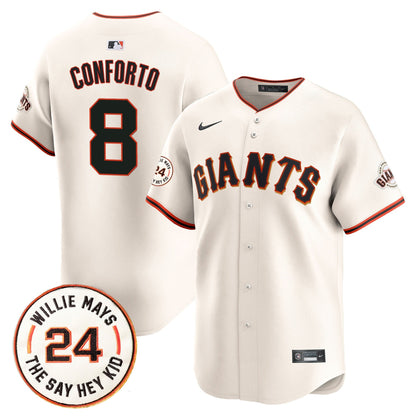 Men's San Francisco Giants 2025 Willie Mays Patch Vapor Premier Limited Jersey - All Stitched