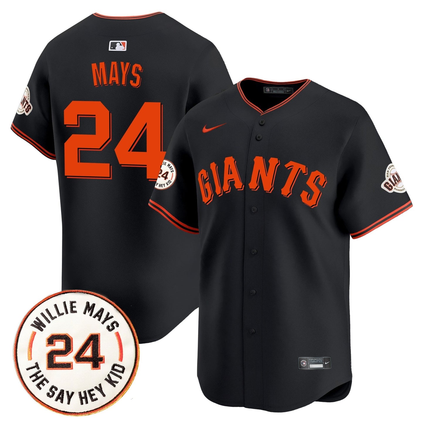 Men's San Francisco Giants 2025 Willie Mays Patch Vapor Premier Limited Jersey - All Stitched