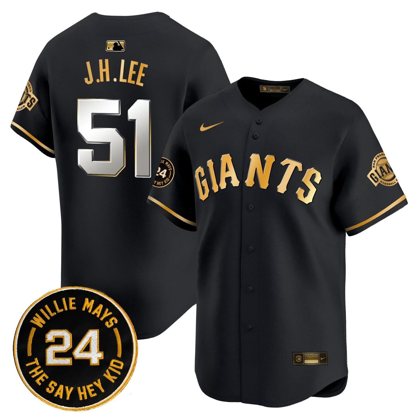 Men's San Francisco Giants 2025 Willie Mays Patch Vapor Premier Limited Jersey - All Stitched