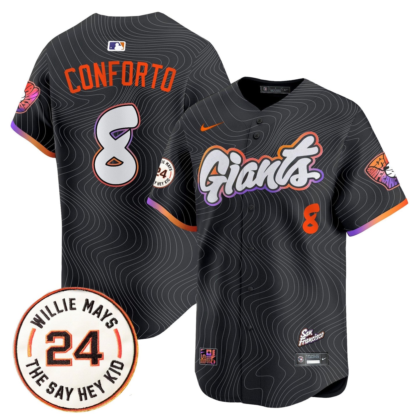 Men's San Francisco Giants 2025 Willie Mays Patch Vapor Premier Limited Jersey - All Stitched