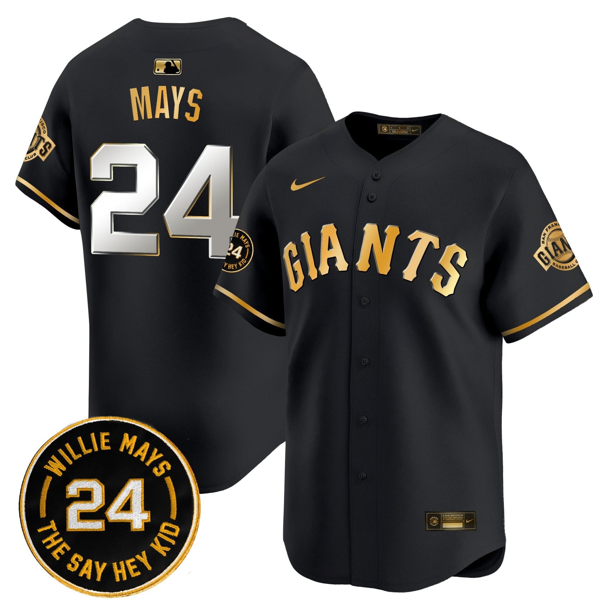 Men's San Francisco Giants 2025 Willie Mays Patch Vapor Premier Limited Jersey - All Stitched