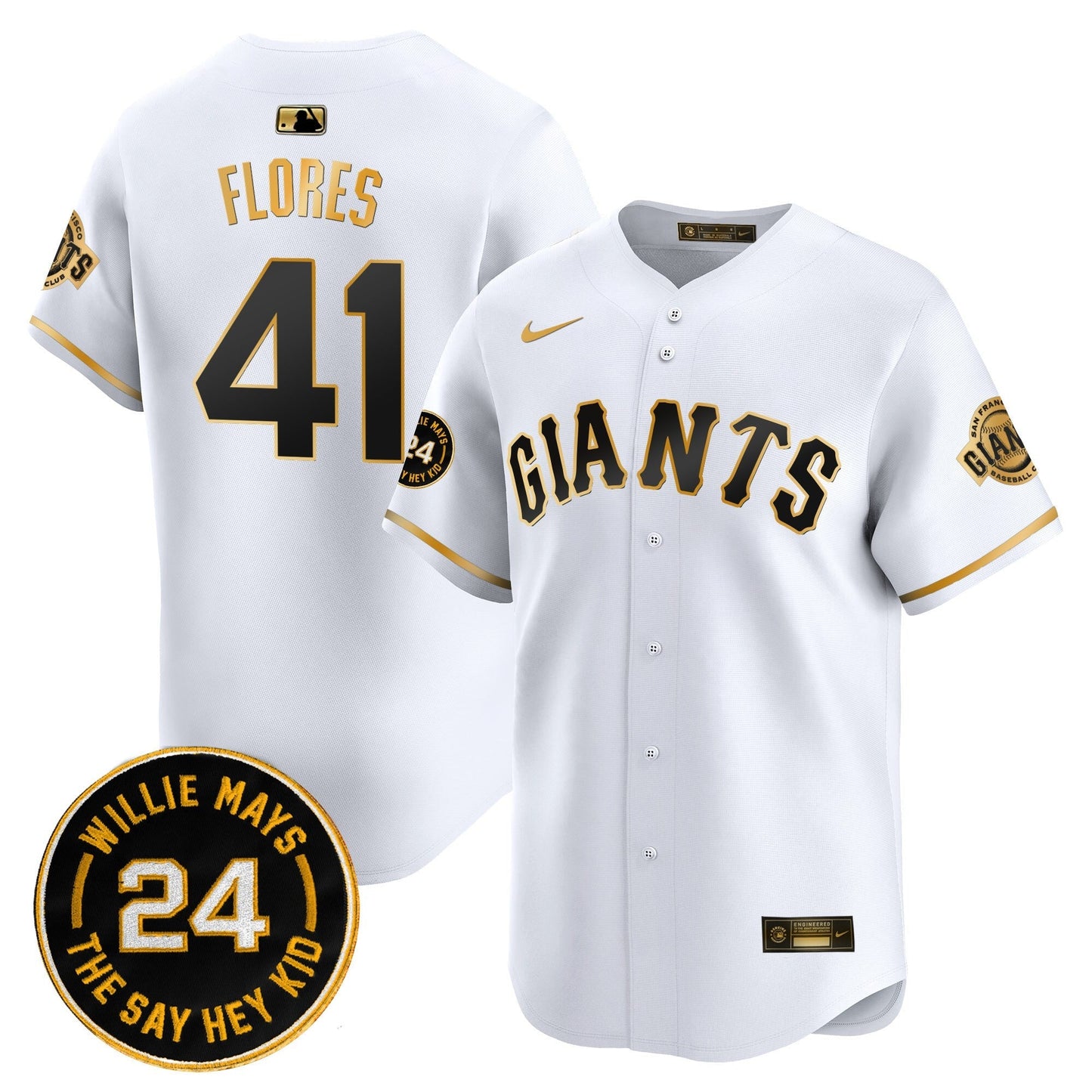 Men's San Francisco Giants 2025 Willie Mays Patch Vapor Premier Limited Jersey - All Stitched