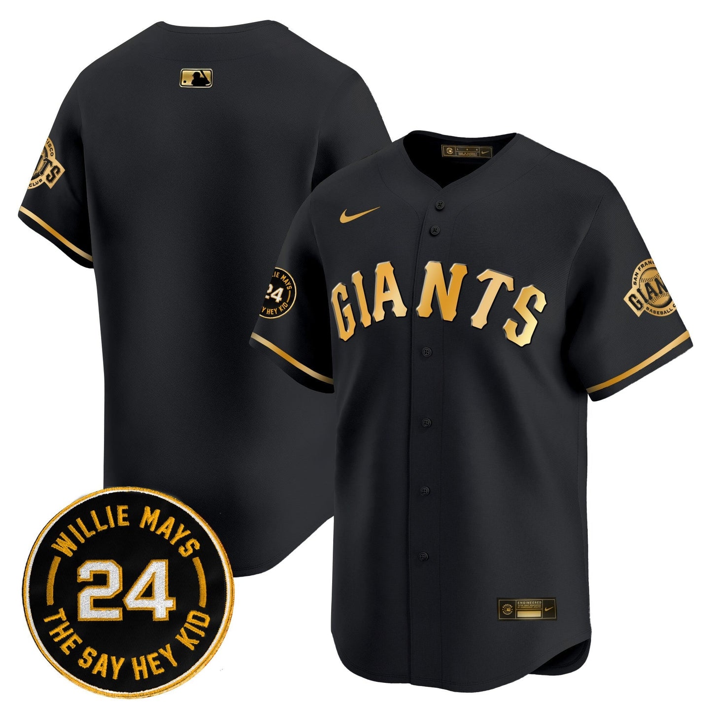 Men's San Francisco Giants 2025 Willie Mays Patch Vapor Premier Limited Jersey - All Stitched