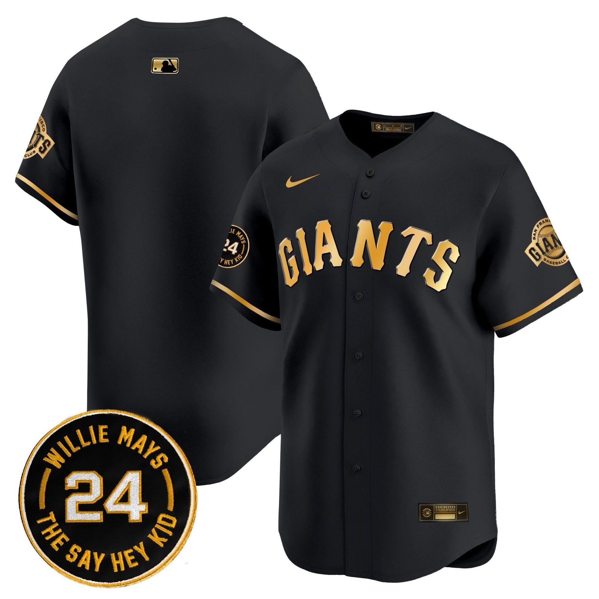 Men's San Francisco Giants 2025 Willie Mays Patch Vapor Premier Limited Jersey - All Stitched