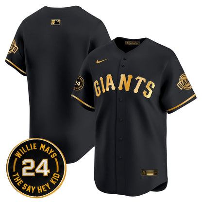 Men's San Francisco Giants 2025 Willie Mays Patch Vapor Premier Limited Jersey - All Stitched