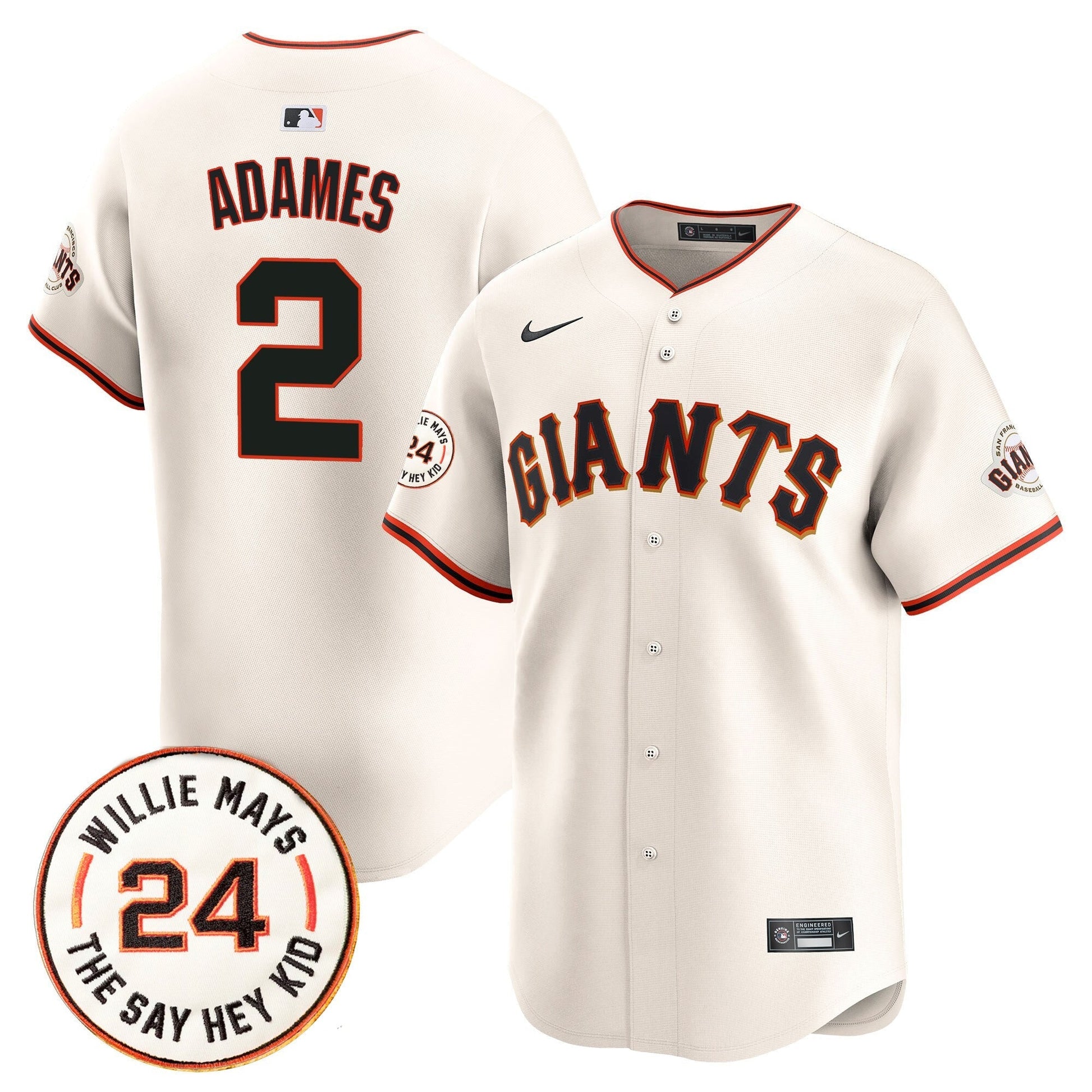 Men's San Francisco Giants 2025 Willie Mays Patch Vapor Premier Limited Jersey - All Stitched