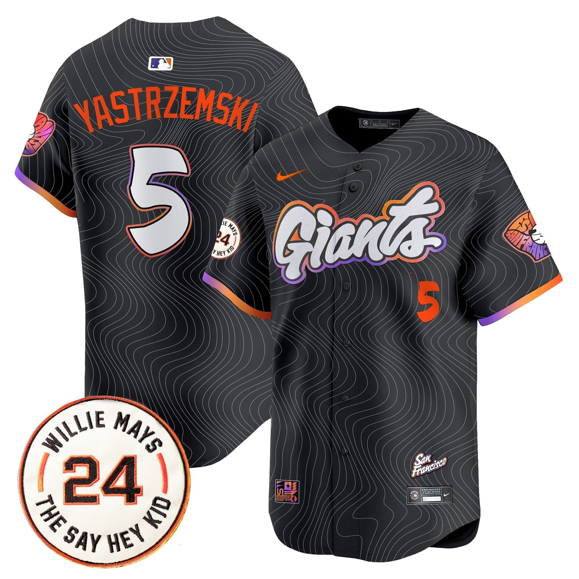 Men's San Francisco Giants 2025 Willie Mays Patch Vapor Premier Limited Jersey - All Stitched