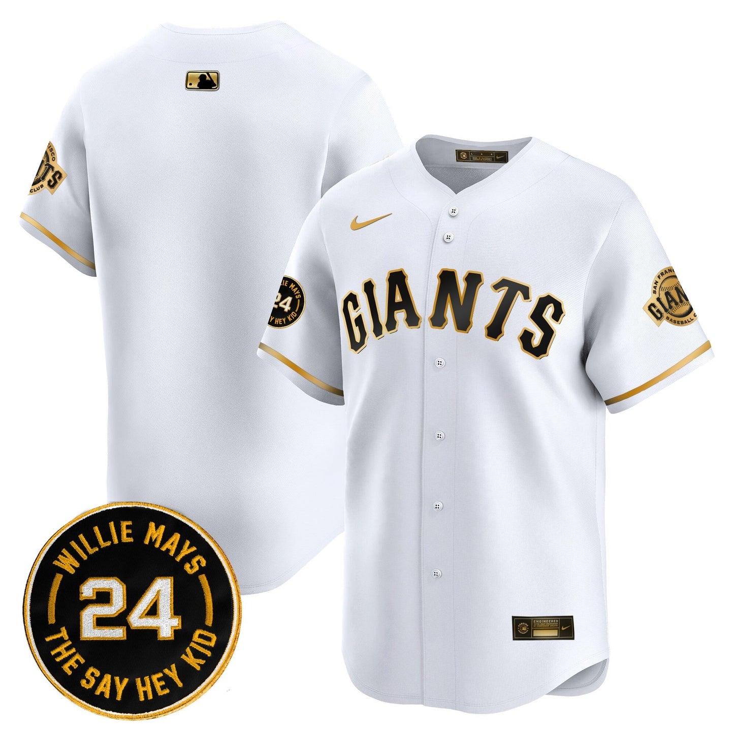 Men's San Francisco Giants 2025 Willie Mays Patch Vapor Premier Limited Jersey - All Stitched