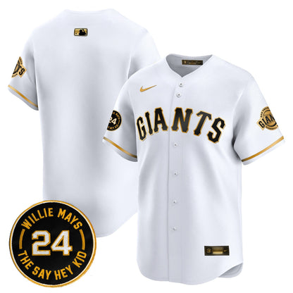 Men's San Francisco Giants 2025 Willie Mays Patch Vapor Premier Limited Jersey - All Stitched