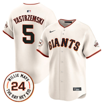 Men's San Francisco Giants 2025 Willie Mays Patch Vapor Premier Limited Jersey - All Stitched