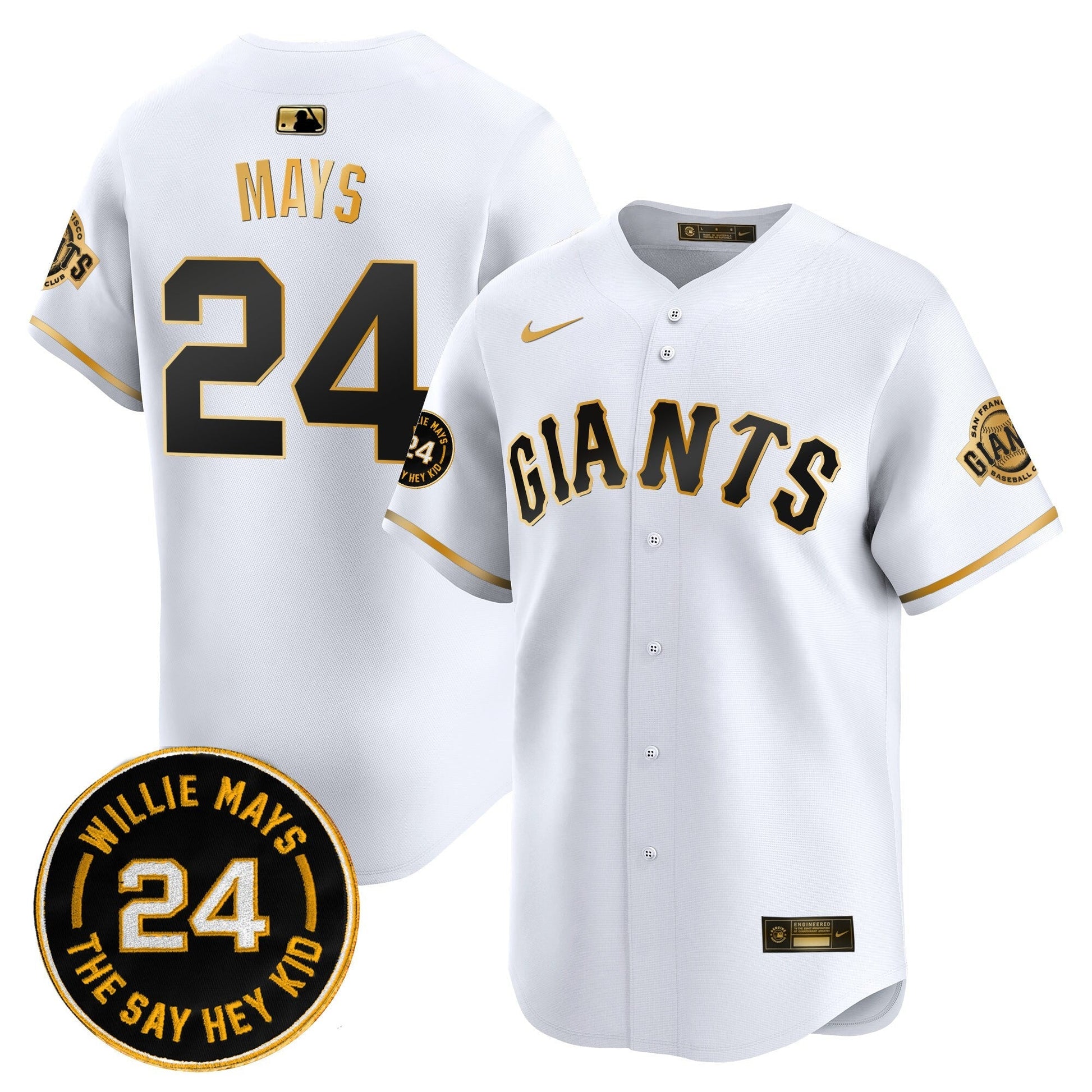 Men's San Francisco Giants 2025 Willie Mays Patch Vapor Premier Limited Jersey - All Stitched
