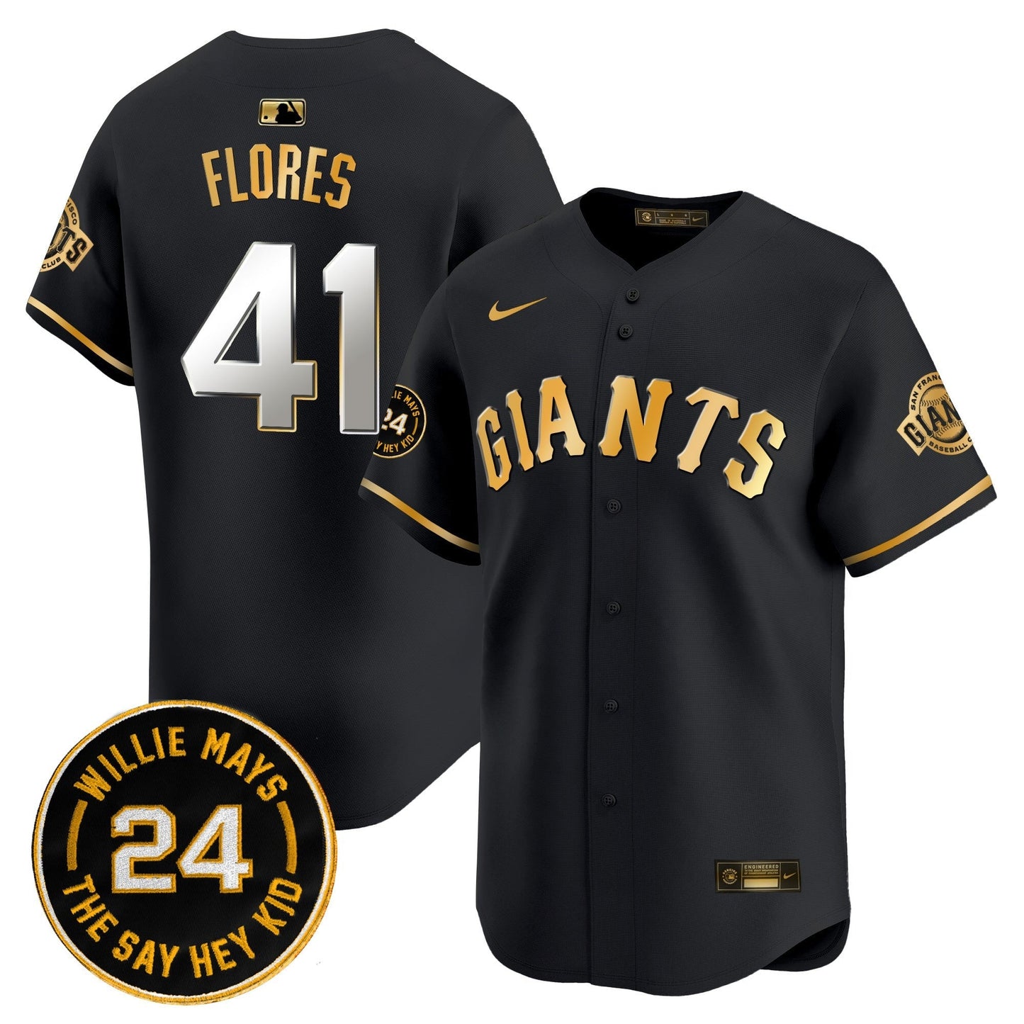 Men's San Francisco Giants 2025 Willie Mays Patch Vapor Premier Limited Jersey - All Stitched