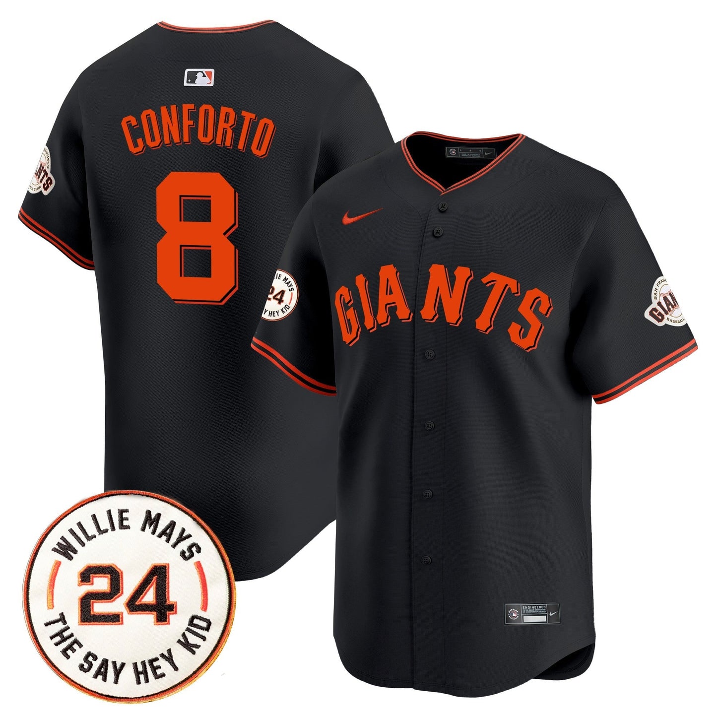 Men's San Francisco Giants 2025 Willie Mays Patch Vapor Premier Limited Jersey - All Stitched