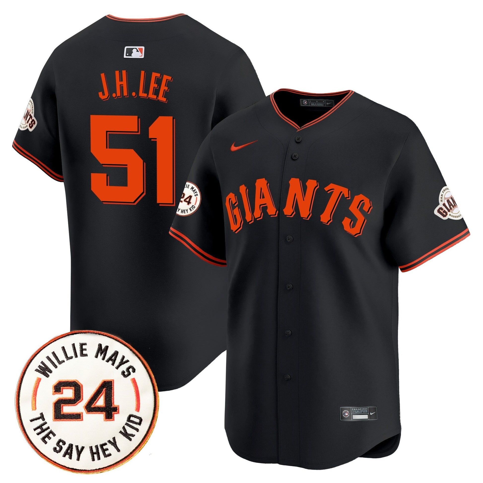 Men's San Francisco Giants 2025 Willie Mays Patch Vapor Premier Limited Jersey - All Stitched