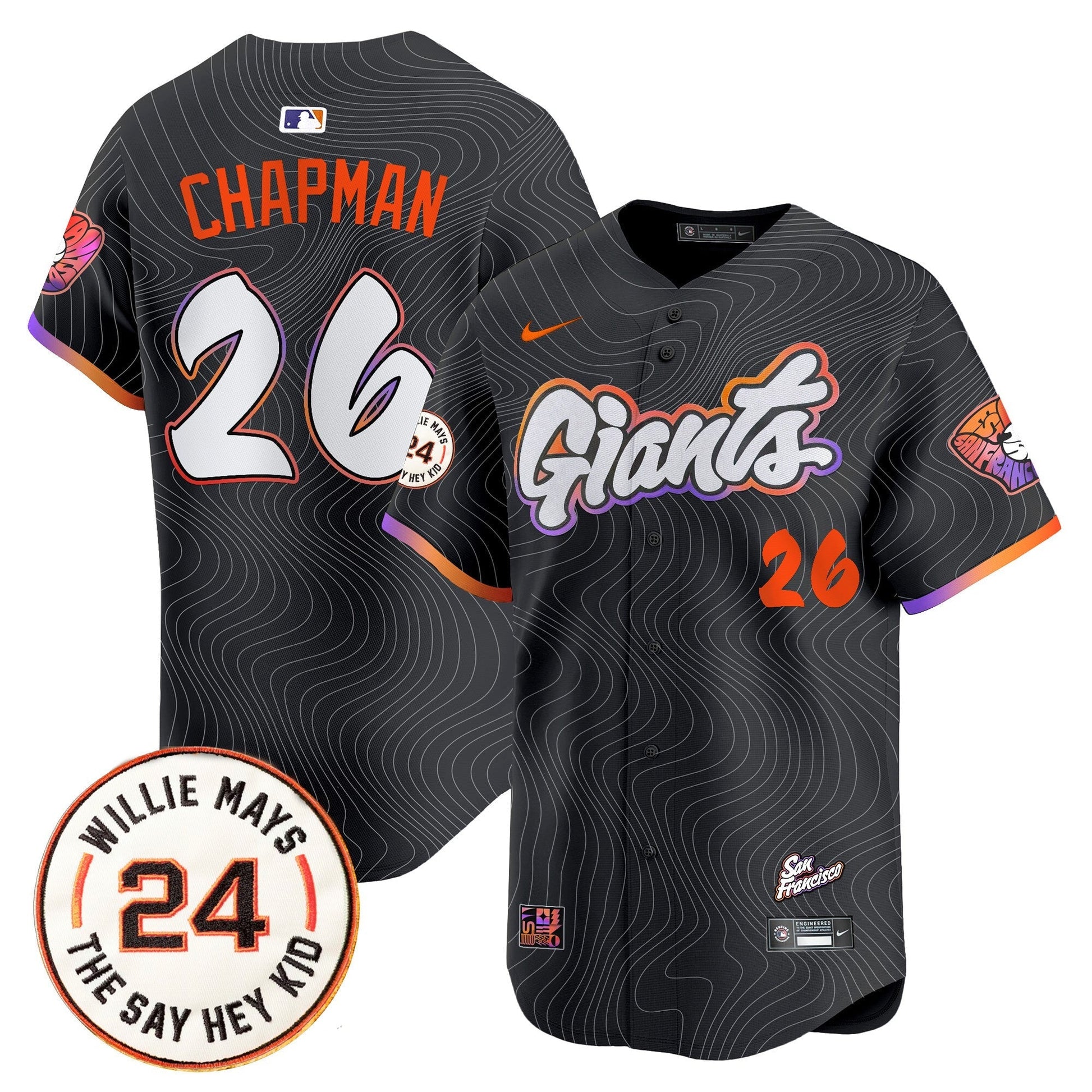 Men's San Francisco Giants 2025 Willie Mays Patch Vapor Premier Limited Jersey - All Stitched