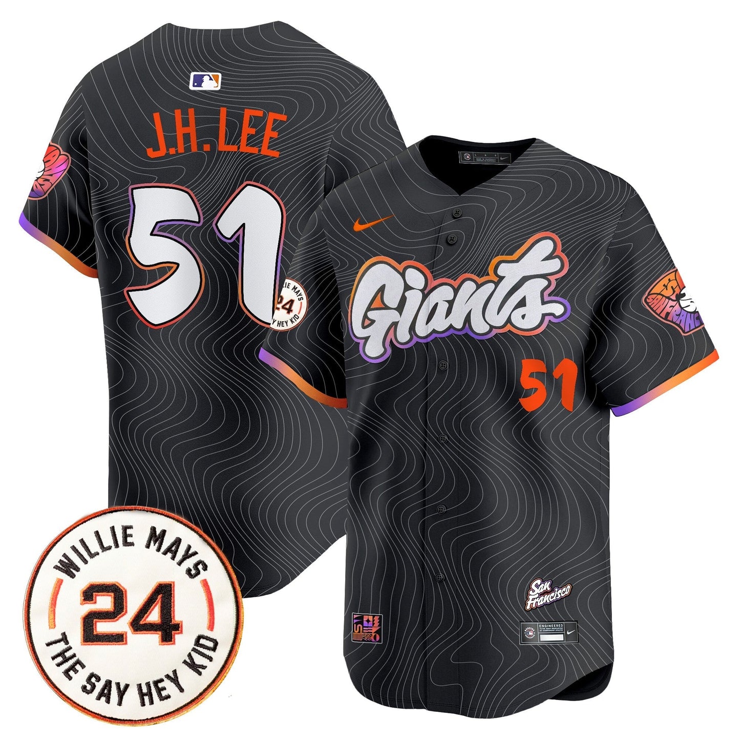 Men's San Francisco Giants 2025 Willie Mays Patch Vapor Premier Limited Jersey - All Stitched