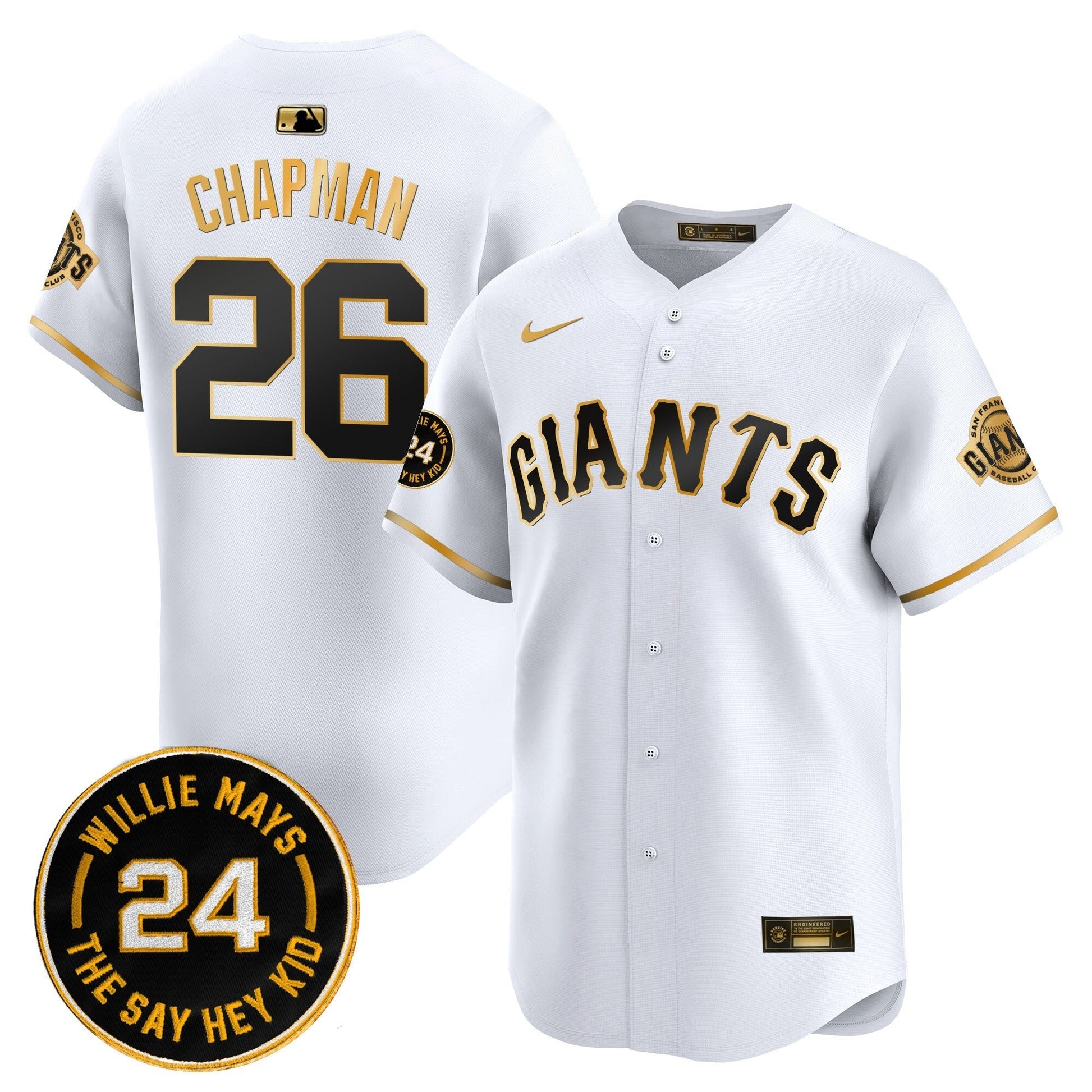 Men's San Francisco Giants 2025 Willie Mays Patch Vapor Premier Limited Jersey - All Stitched