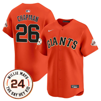 Men's San Francisco Giants 2025 Willie Mays Patch Vapor Premier Limited Jersey - All Stitched