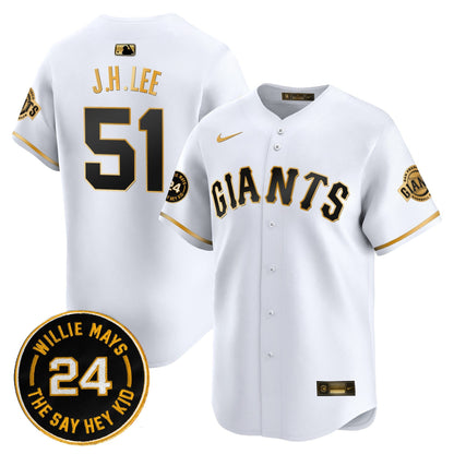 Men's San Francisco Giants 2025 Willie Mays Patch Vapor Premier Limited Jersey - All Stitched