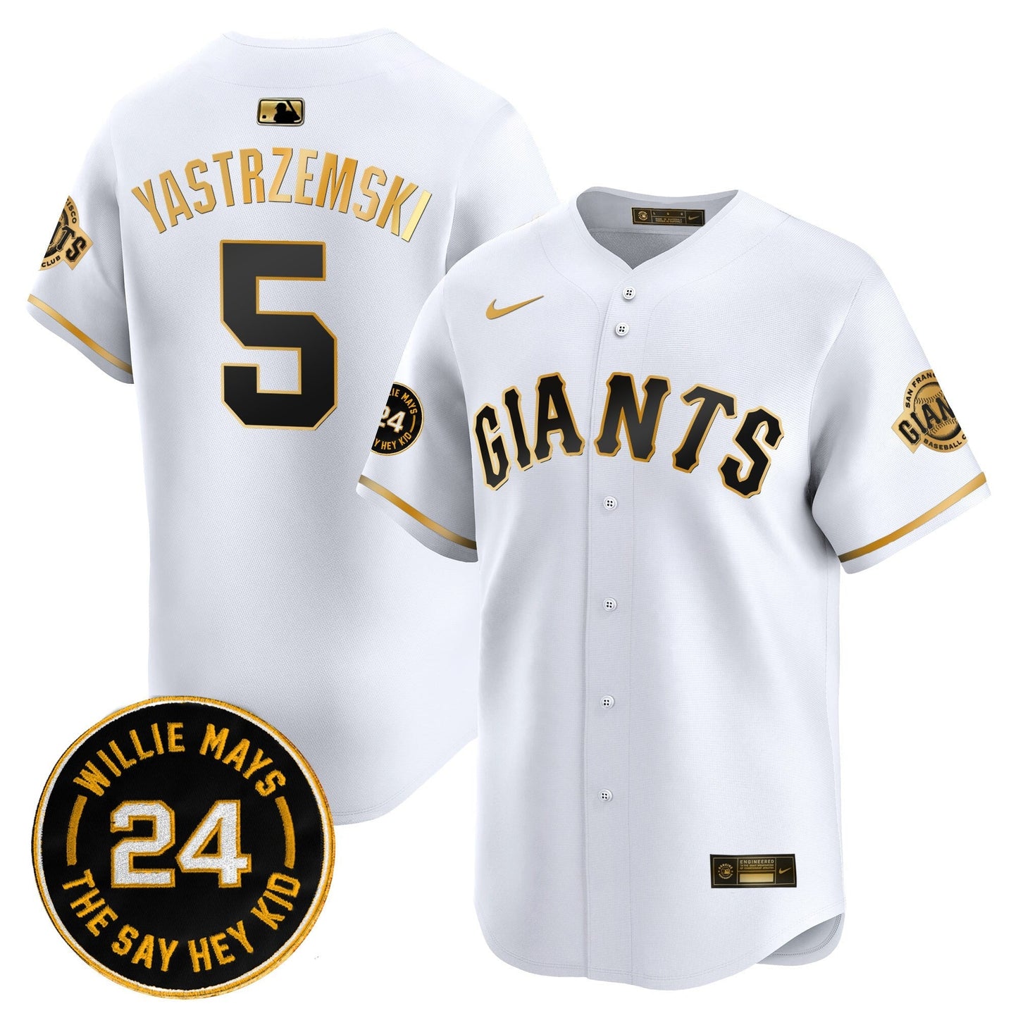 Men's San Francisco Giants 2025 Willie Mays Patch Vapor Premier Limited Jersey - All Stitched