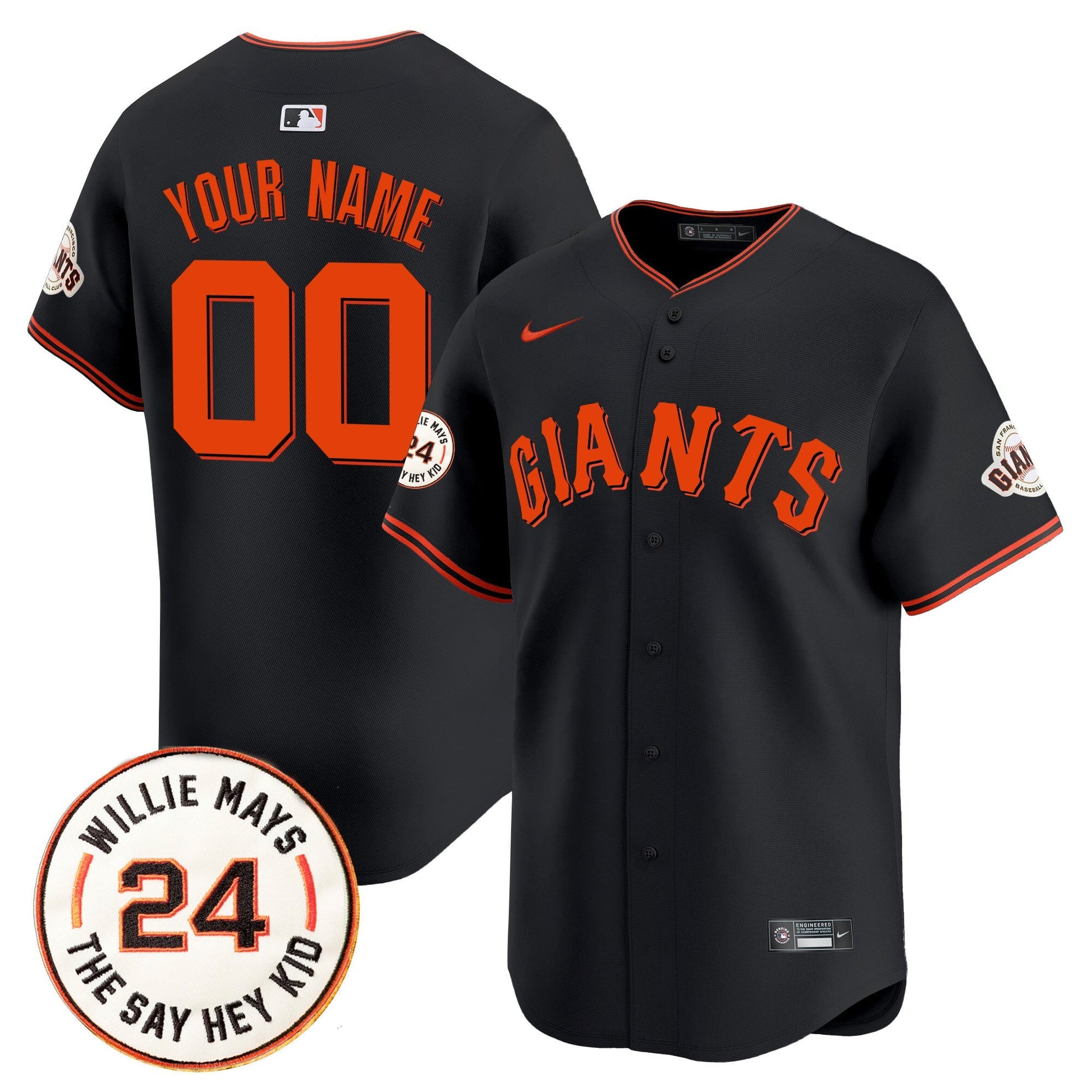 San Francisco Giants 2025 Willie Mays Patch Vapor Premier Limited Custom Jersey - All Stitched