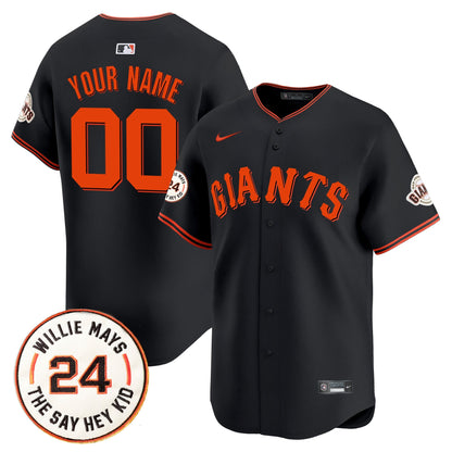San Francisco Giants 2025 Willie Mays Patch Vapor Premier Limited Custom Jersey - All Stitched