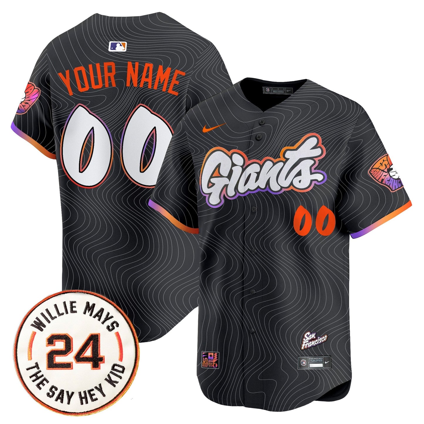 San Francisco Giants 2025 Willie Mays Patch Vapor Premier Limited Custom Jersey - All Stitched