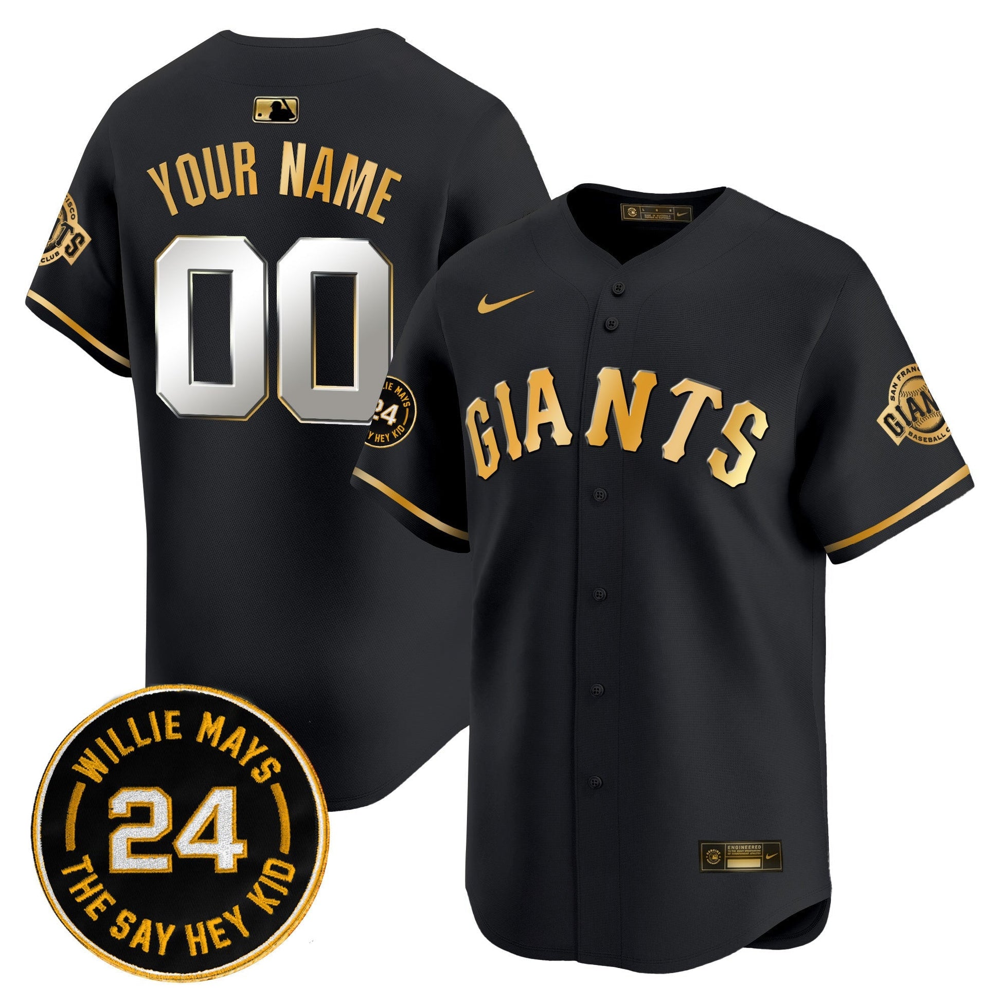 San Francisco Giants 2025 Willie Mays Patch Vapor Premier Limited Custom Jersey - All Stitched