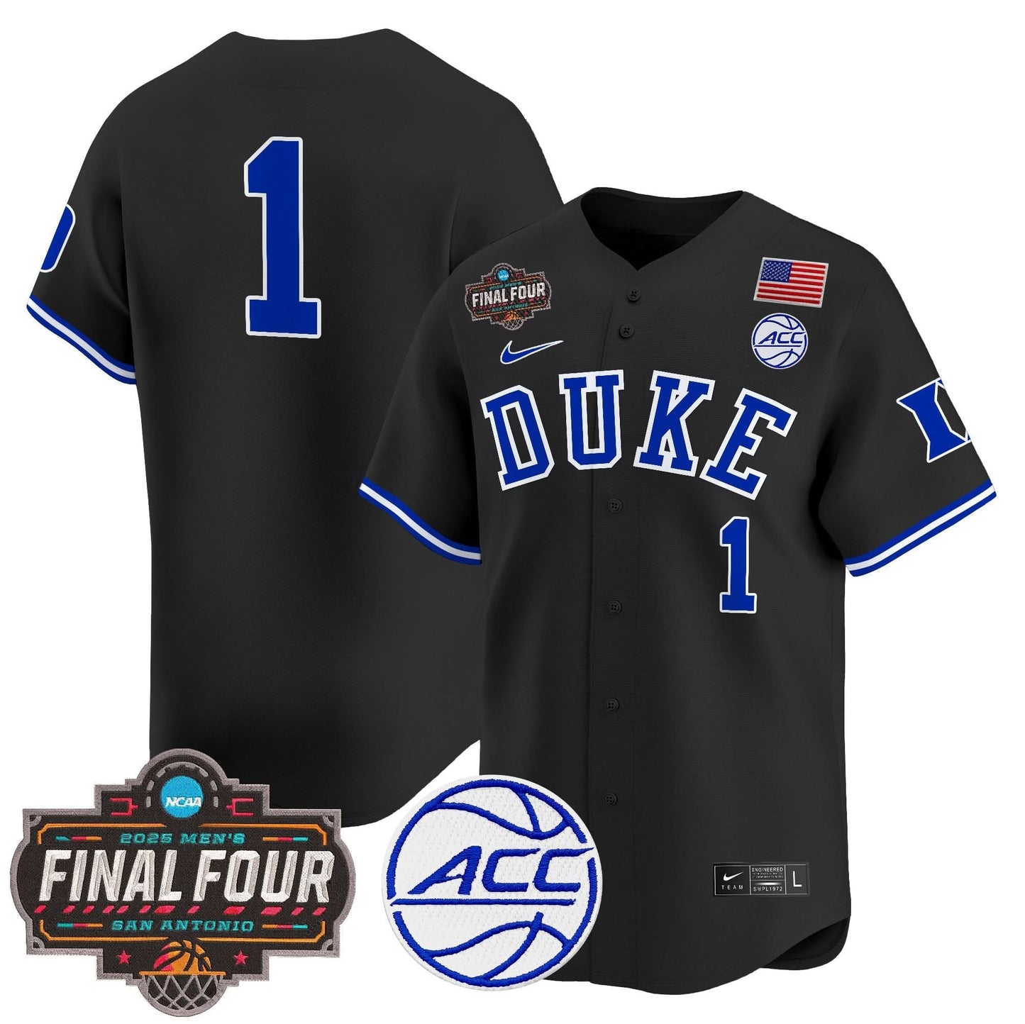 Men's Duke Blue Devils 2025 Final Four Patch Vapor Baseball Jersey - All Stitched
