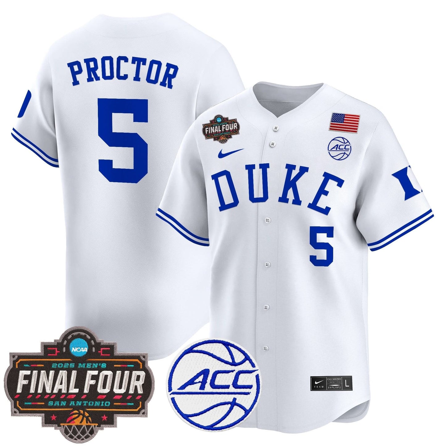 Men's Duke Blue Devils 2025 Final Four Patch Vapor Baseball Jersey - All Stitched