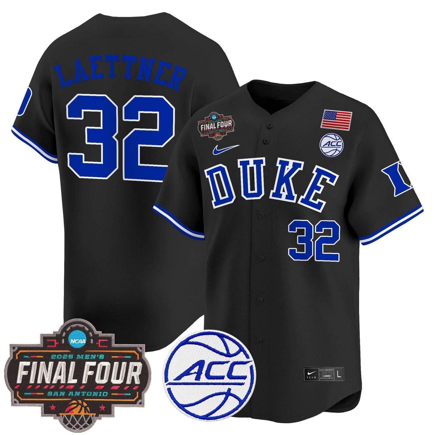 Men's Duke Blue Devils 2025 Final Four Patch Vapor Baseball Jersey - All Stitched