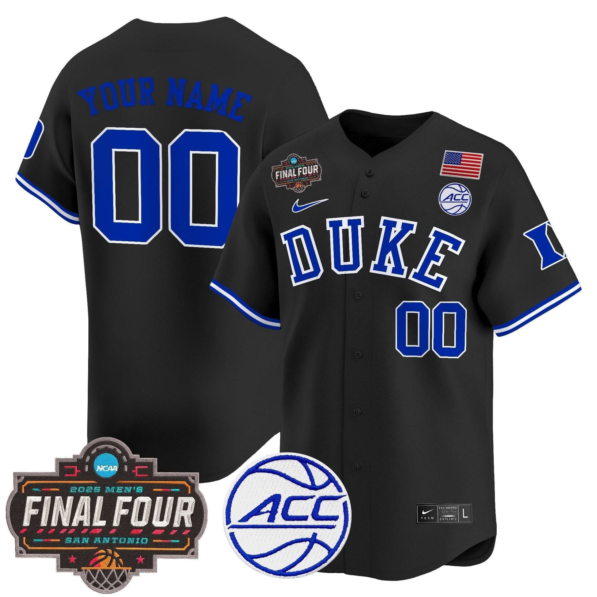 Duke Blue Devils 2025 Final Four Patch Vapor Baseball Custom Jersey - All Stitched