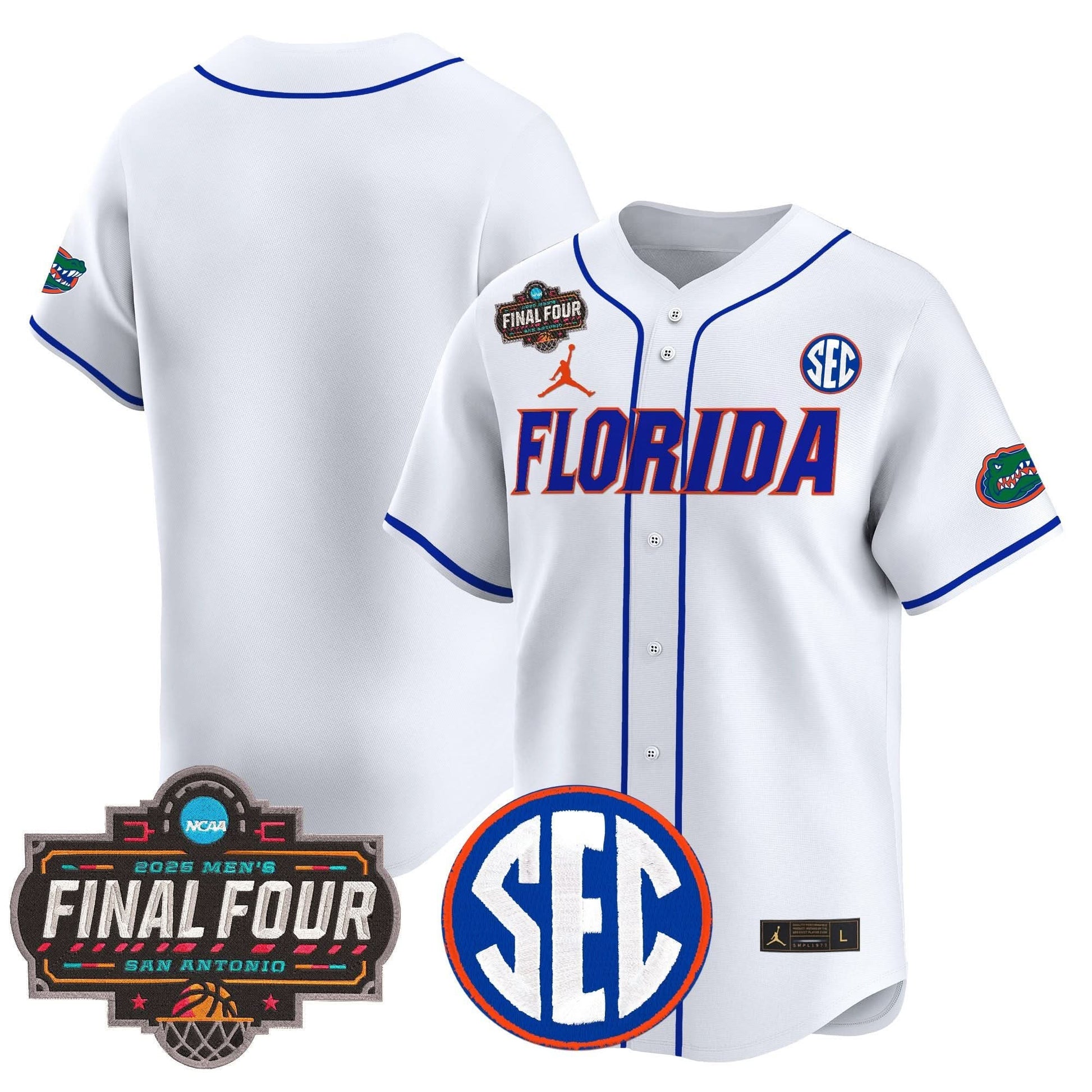 Men's Florida Gators 2025 Final Four Patch Vapor Baseball Jersey - All Stitched