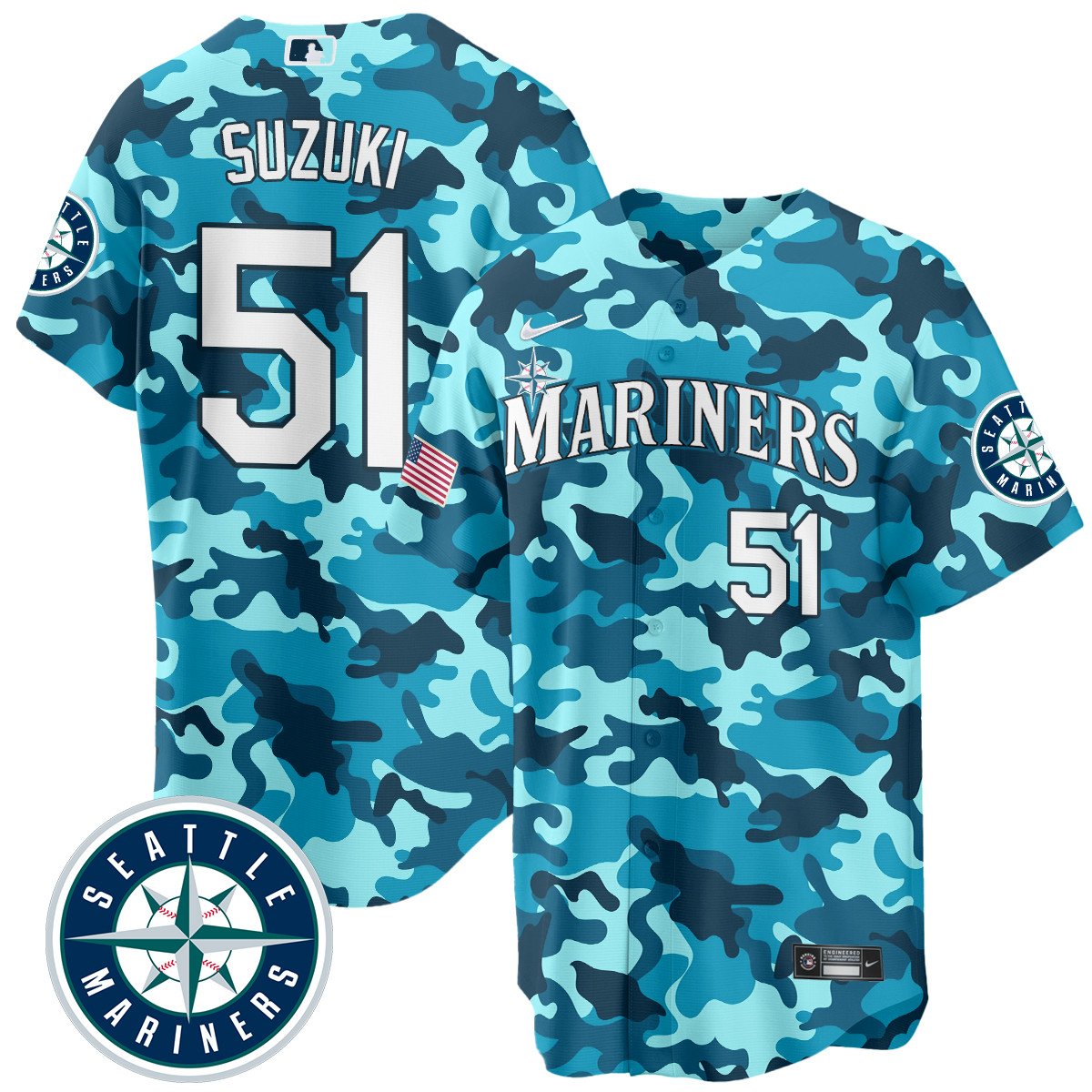 Men's Seattle Mariners Salute to Armed Forces Night - Camo Jersey
