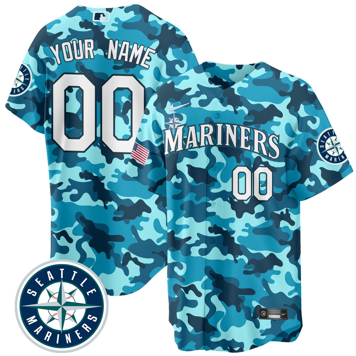 Custom Seattle Mariners Salute to Armed Forces Night - Camo Jersey