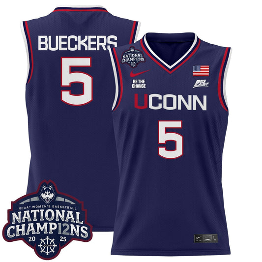 Men's Size - UConn Huskies 2025 Women's National Champions Patch Lightweight Basketball Jersey - All Stitched