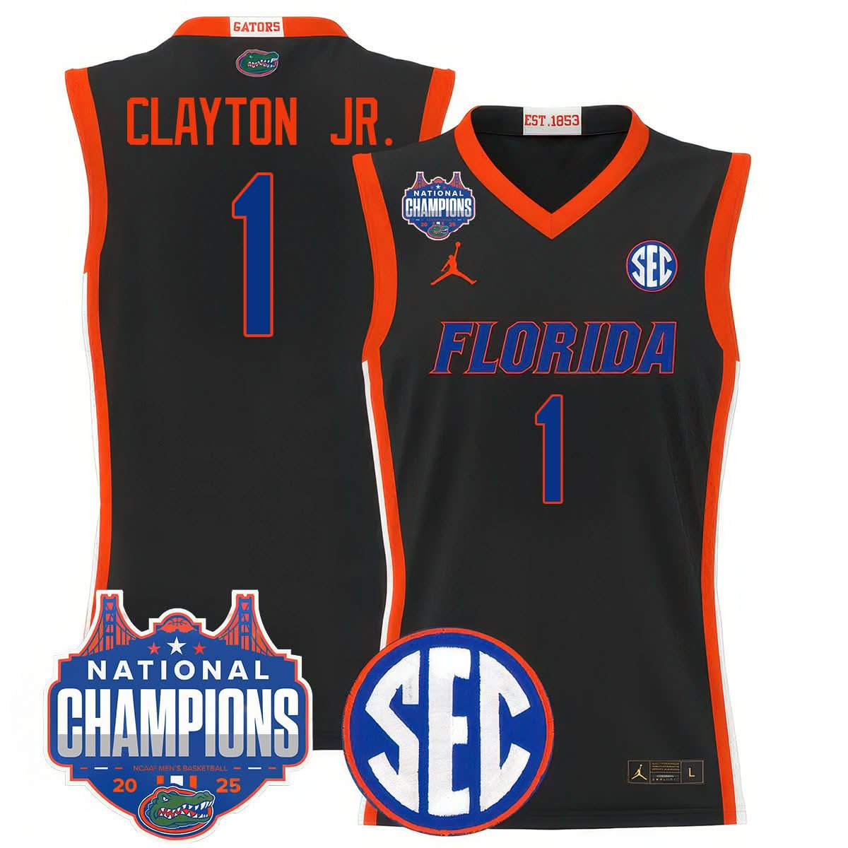 Men's Florida Gators 2025 National Champions Basketball Jersey - All Stitched