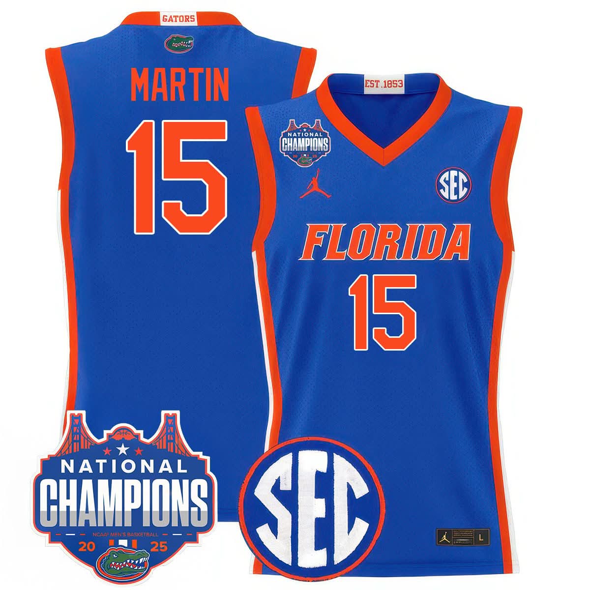Men's Florida Gators 2025 National Champions Basketball Jersey - All Stitched