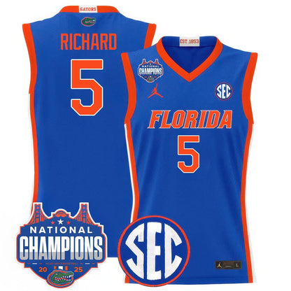 Men's Florida Gators 2025 National Champions Basketball Jersey - All Stitched