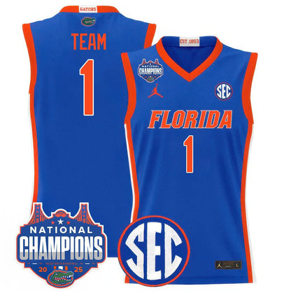 Men's Florida Gators 2025 National Champions Basketball Jersey - All Stitched
