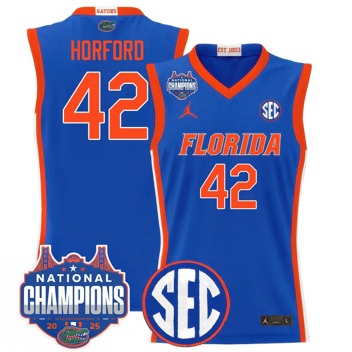 Men's Florida Gators 2025 National Champions Basketball Jersey - All Stitched