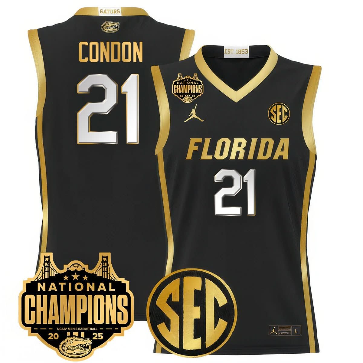 Men's Florida Gators 2025 National Champions Basketball Jersey - All Stitched