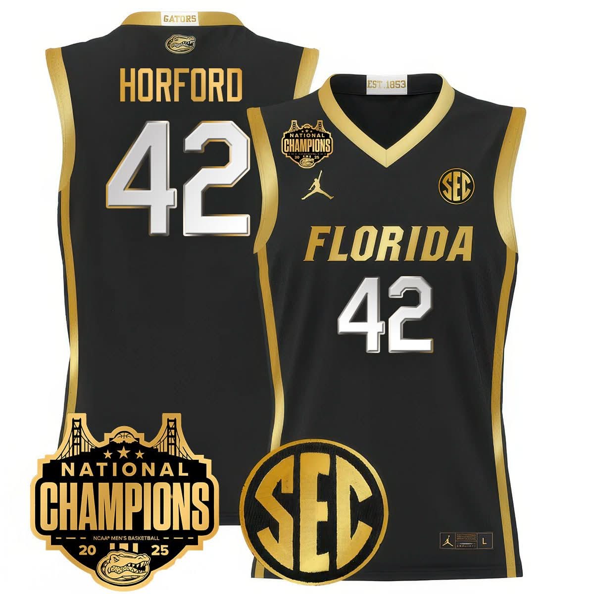 Men's Florida Gators 2025 National Champions Basketball Jersey - All Stitched