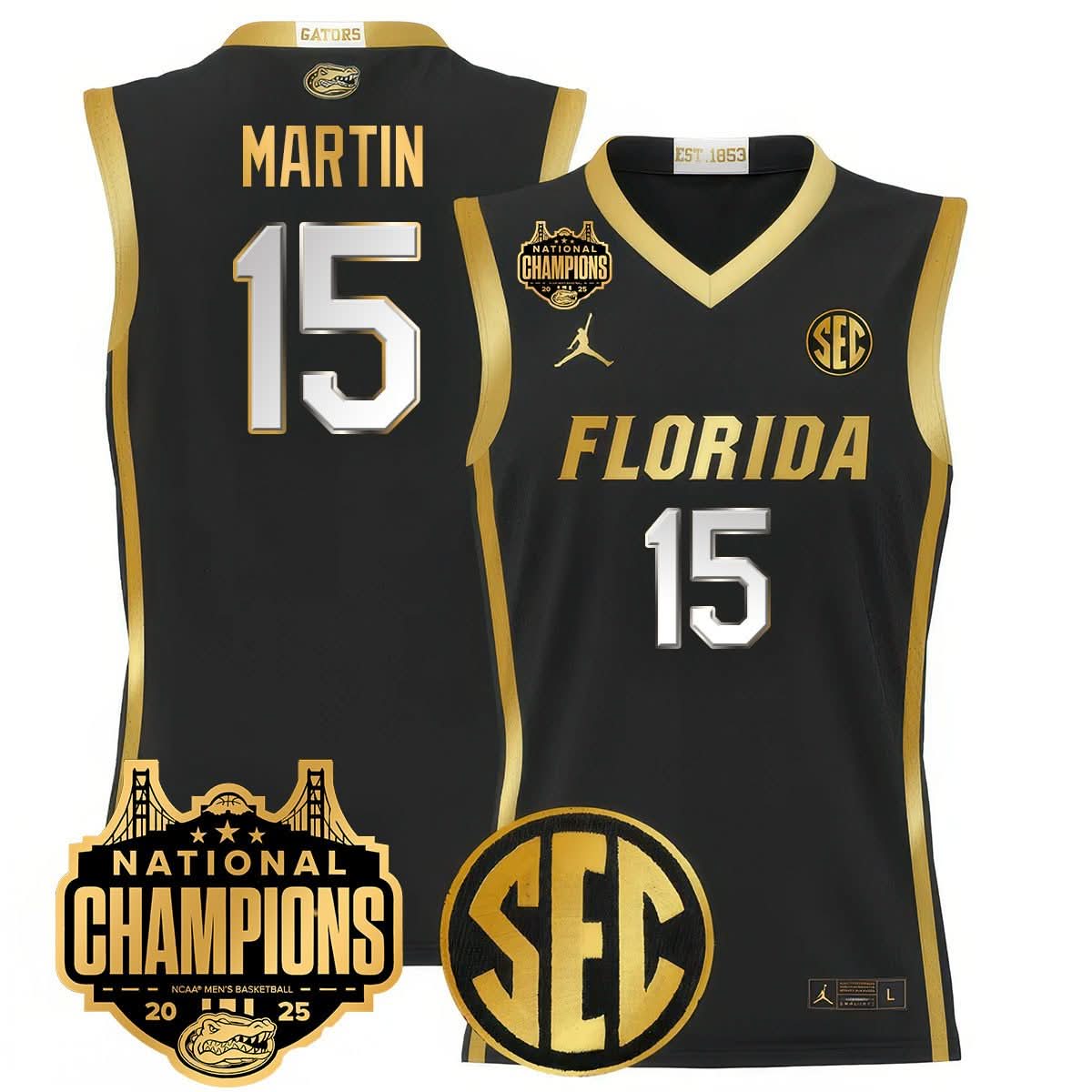 Men's Florida Gators 2025 National Champions Basketball Jersey - All Stitched