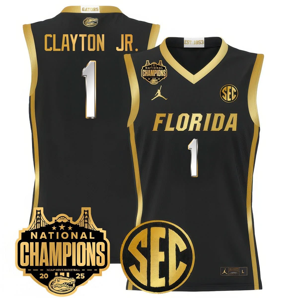 Men's Florida Gators 2025 National Champions Basketball Jersey - All Stitched