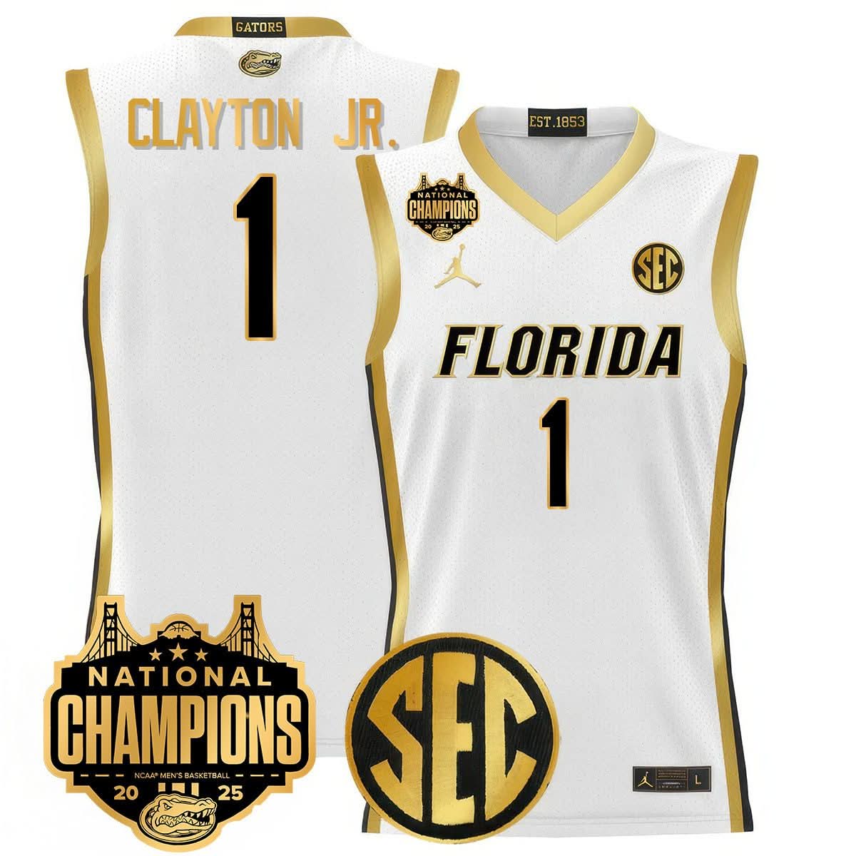 Men's Florida Gators 2025 National Champions Basketball Jersey - All Stitched